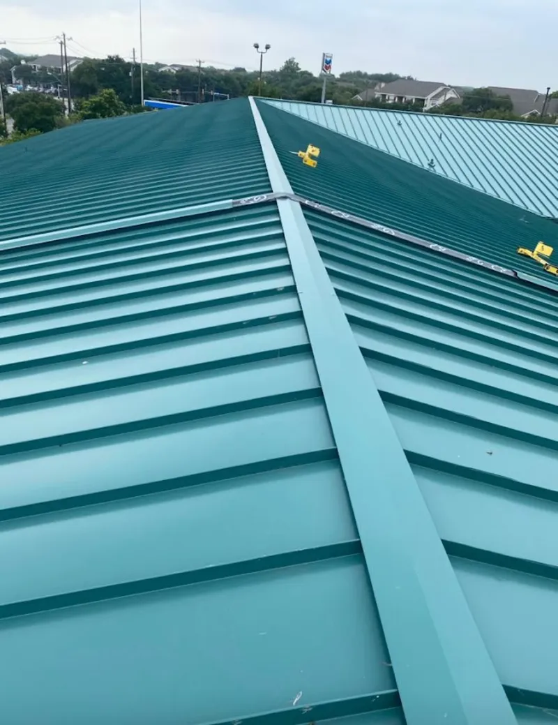 Green commercial metal roof ridge and valley for Metal Roof Repair in West Greenwich